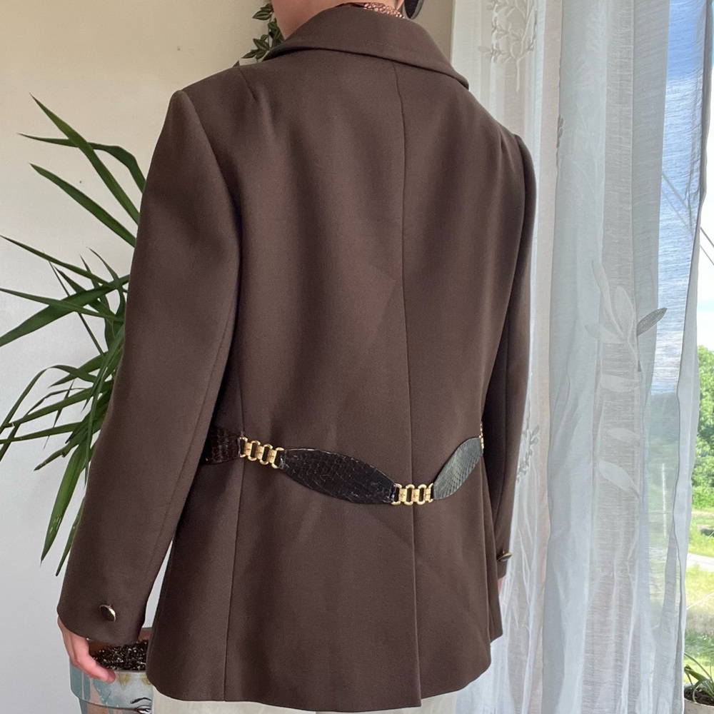 Vintage Brown Blazer Jenny Buffalo, NY Blazer Jacket Gold Hardware - Picture 6 of 14